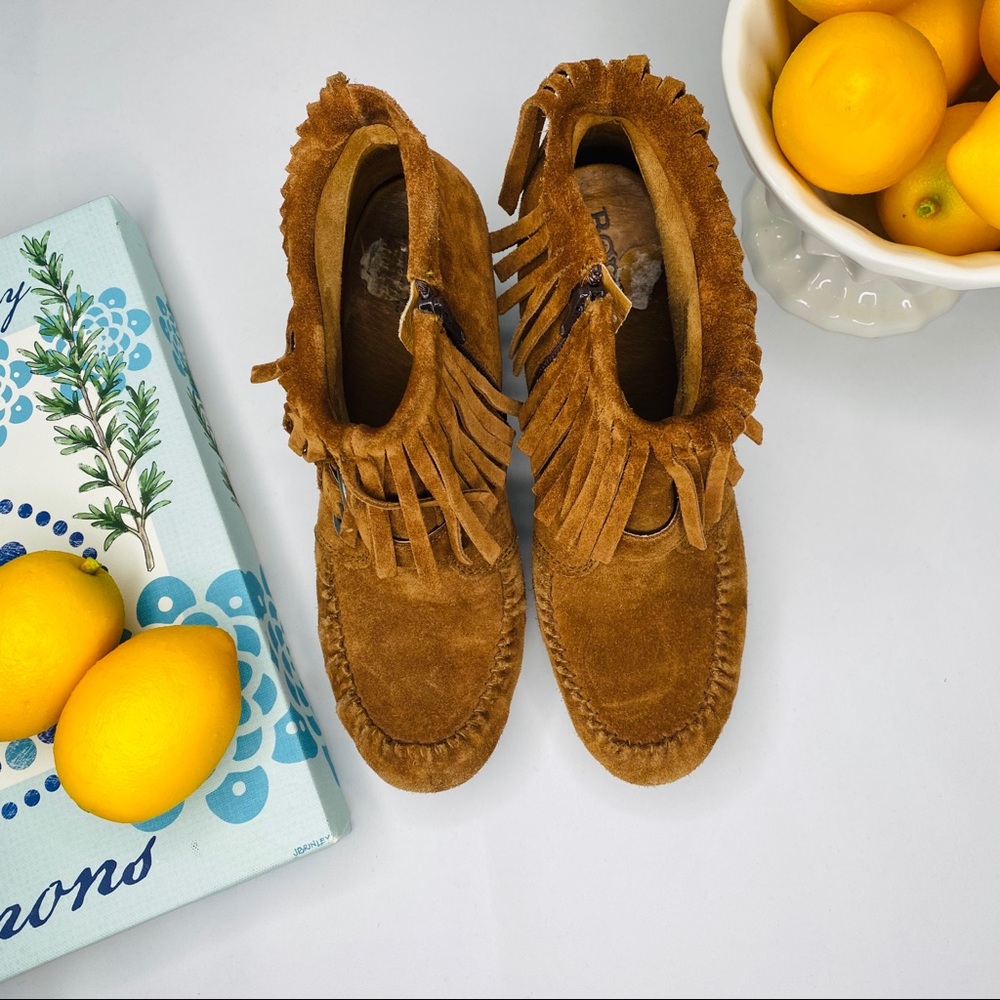 Born Fringe Leather Suede Moccasin Booties - Picture 2 of 8